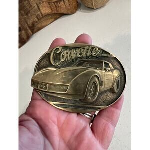 Vintage Corvette Brass belt buck by Award Design Metals